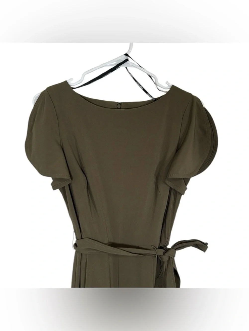 NEW Olive Green Cropped Belted Jumpsuit Sz 8 - Picture 3 of 13